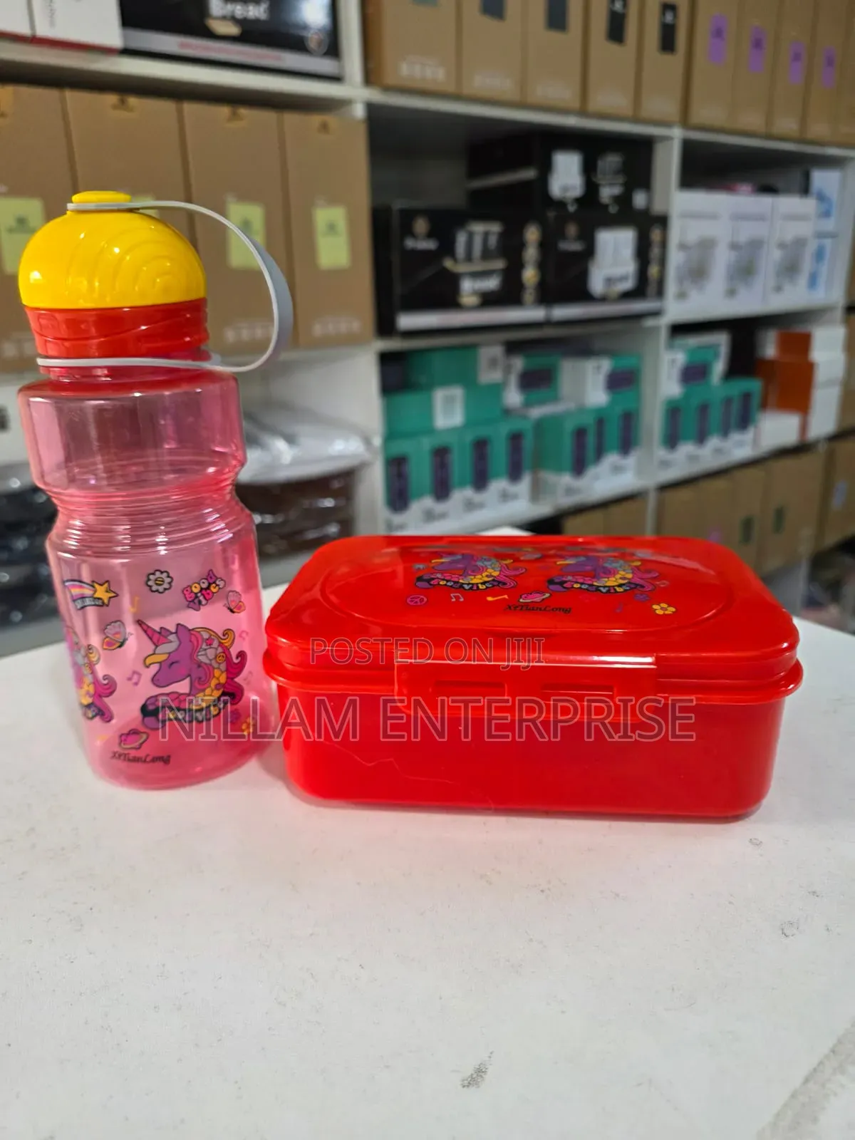 2pcs Cartoon Themed Kids Lunch Box With Water Bottle