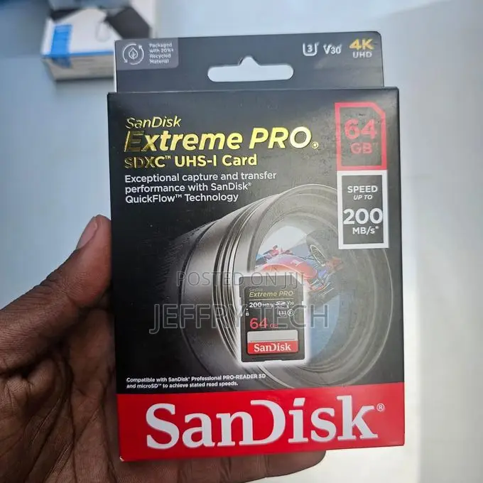 Sandisk 64gb SDXC Extreme Pro Camera Memory Card 200mbps V30 Uhs-I
