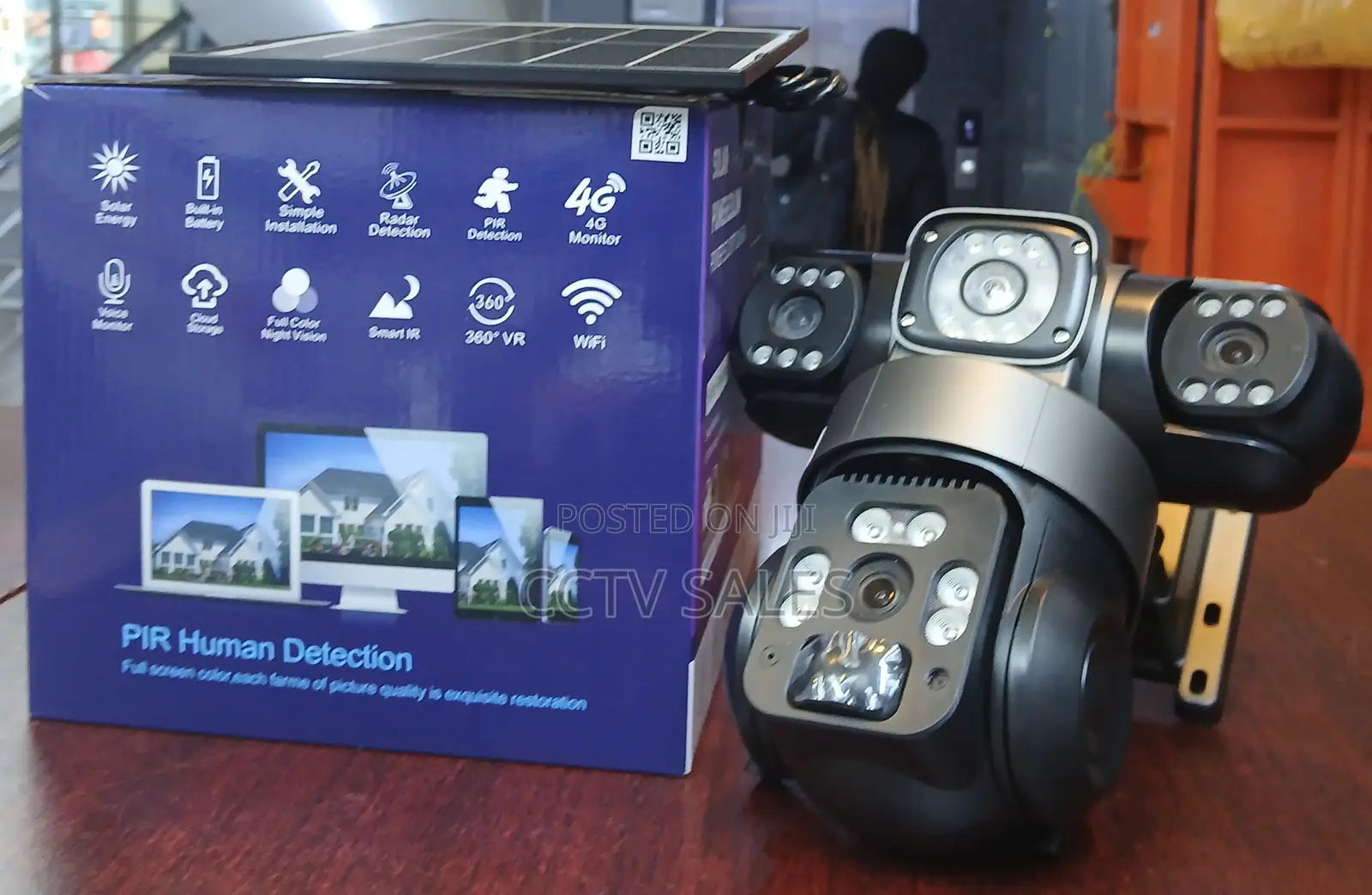 PTZ Solar Camera Triple Lens 4g Solar V380 Tripple