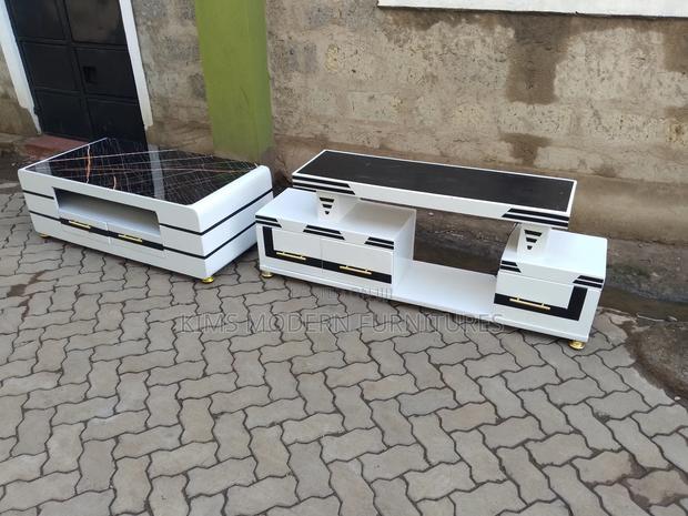Coffee Table White Marble Top Black And Tv Stand White - main view