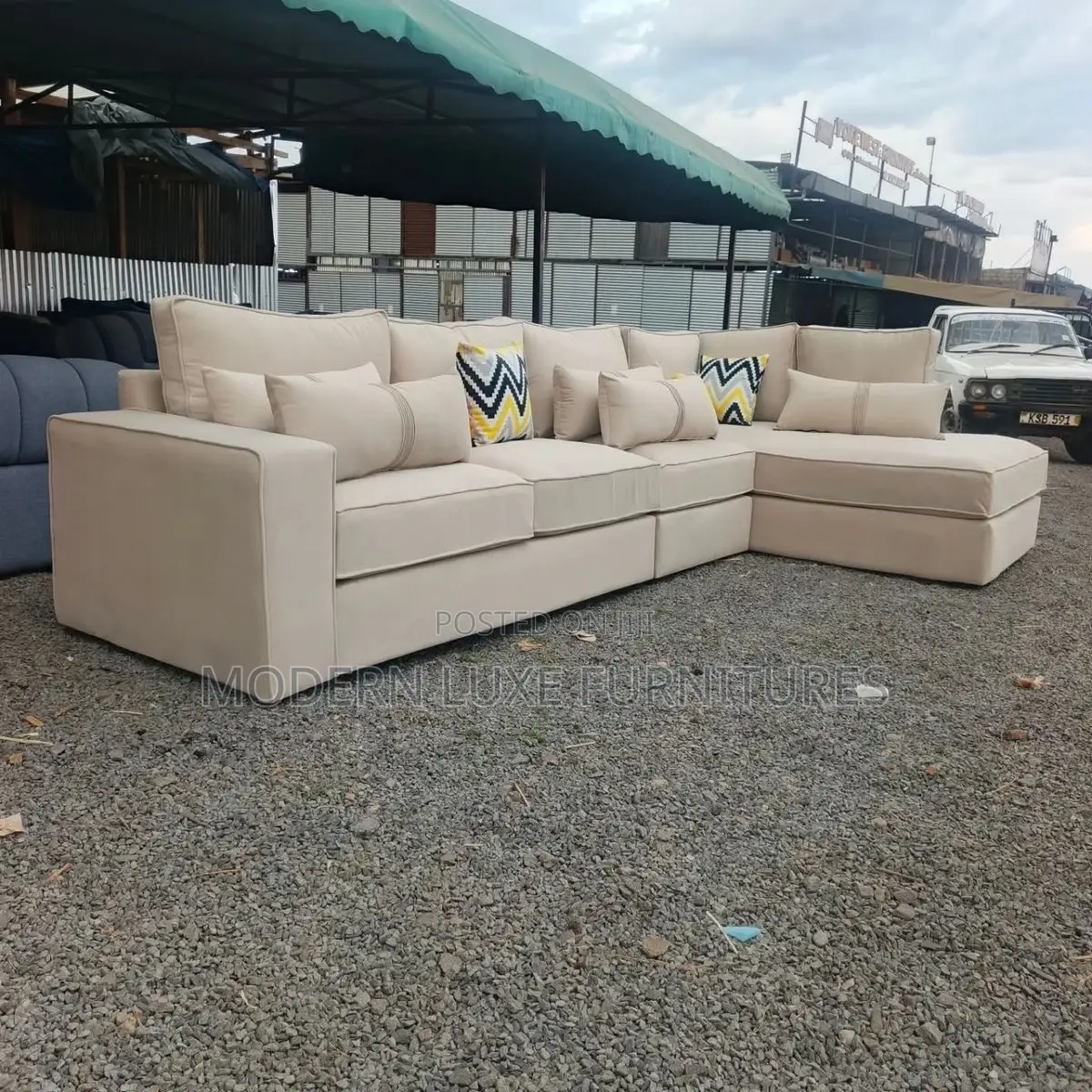 7 Seater Cream L Shaped Sofa/ L Sofa/ L Shaped Sofa
