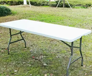 Home Outdoor Table; White Plastic Foldable Table for Garden and Events