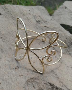 Handcrafted Butterfly Brass Armlet - thumbnail 2
