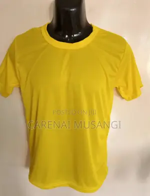 Yellow Polyester Round Neck Tshirts
