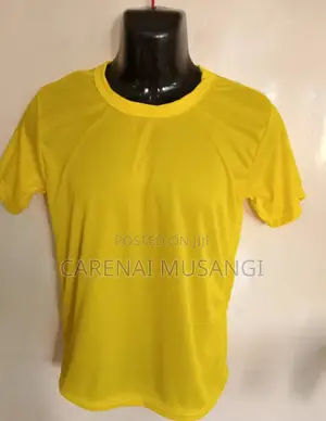 Yellow Polyester Round Neck Tshirts