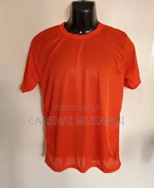 Orange Polyester Round Neck Tshirts