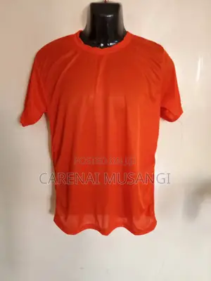 Orange Polyester Round Neck Tshirts