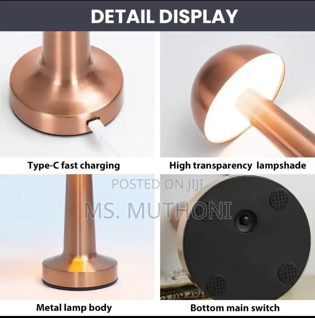 Rechargeable, Cordless Led Table Lamp With a Metal Body