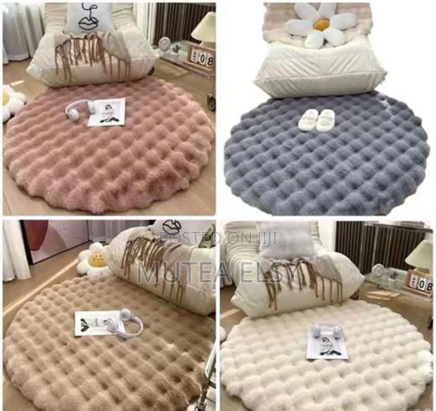 Pink,Grey,Cream Brawn Fluffy Round Plush Rugs - thumbnail 3