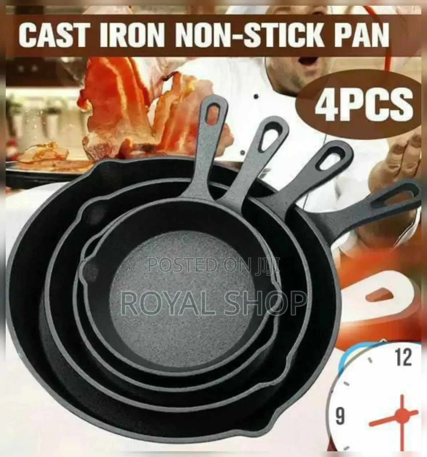 4 PCS Cast Iron Skillet Set