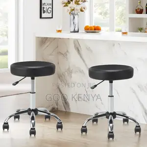 Home Stool; Backless Heavy-Duty Round Leather Swivel Chair With Wheels