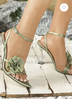Sage Green Strap Open Heels