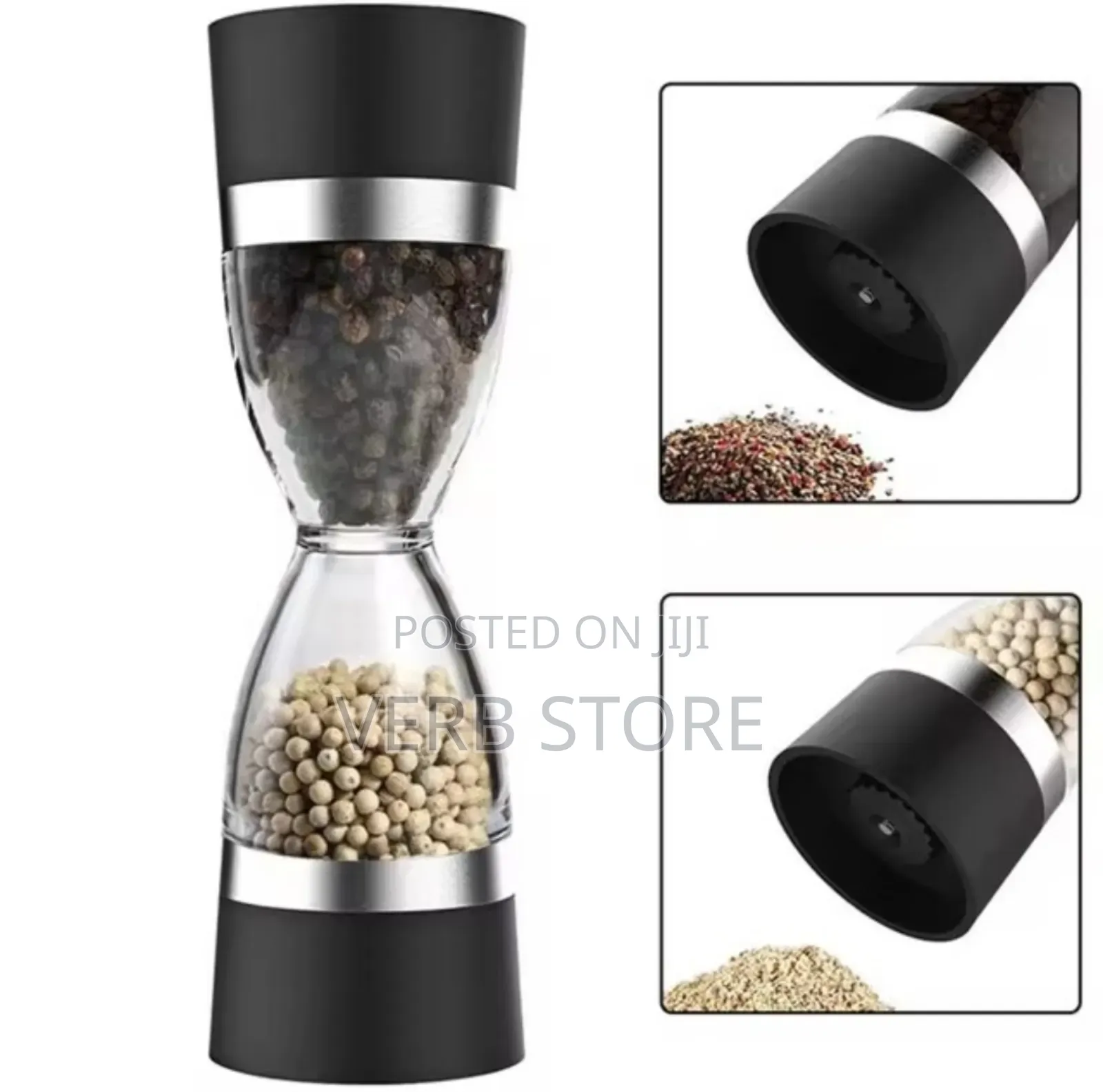 Manually Adjustable Thickness, Hour Glass 2 In1 Dual Salt Pepper Mills