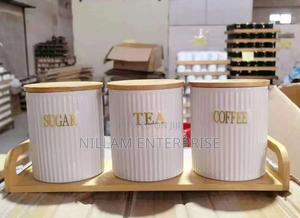 3pc Ceramic Canisters With Bamboo Stand - thumbnail 2