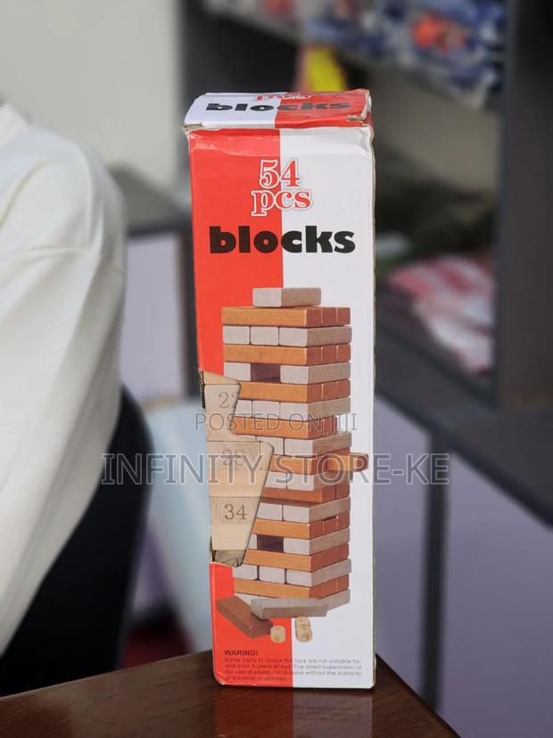 54pcs Wooden Jenga Blocks Game With Dice