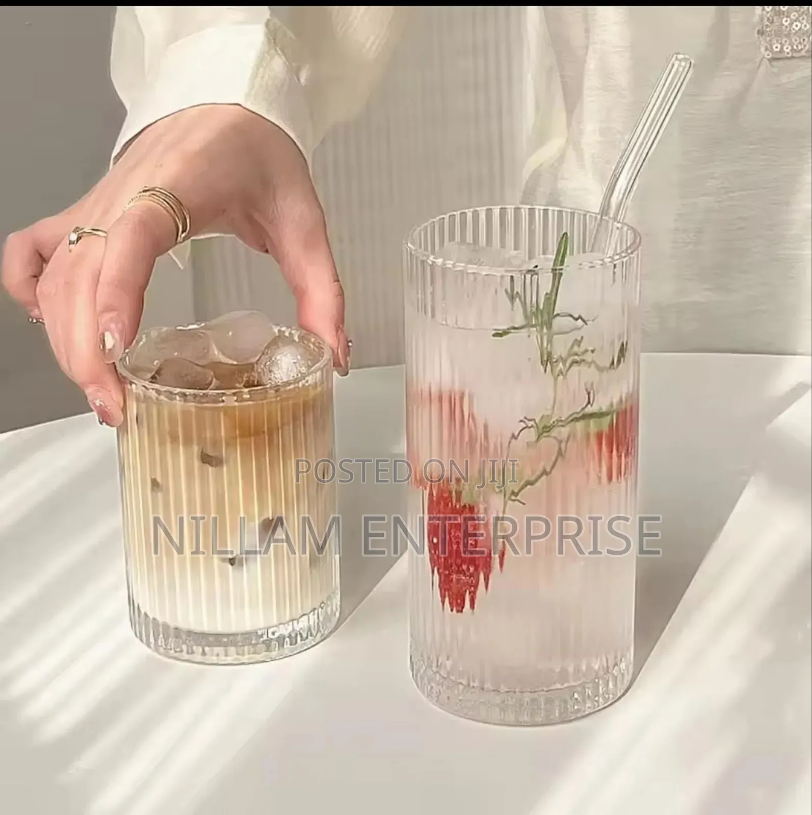 High Borosilicate Ribbed Water/Juice Glasses 450ml