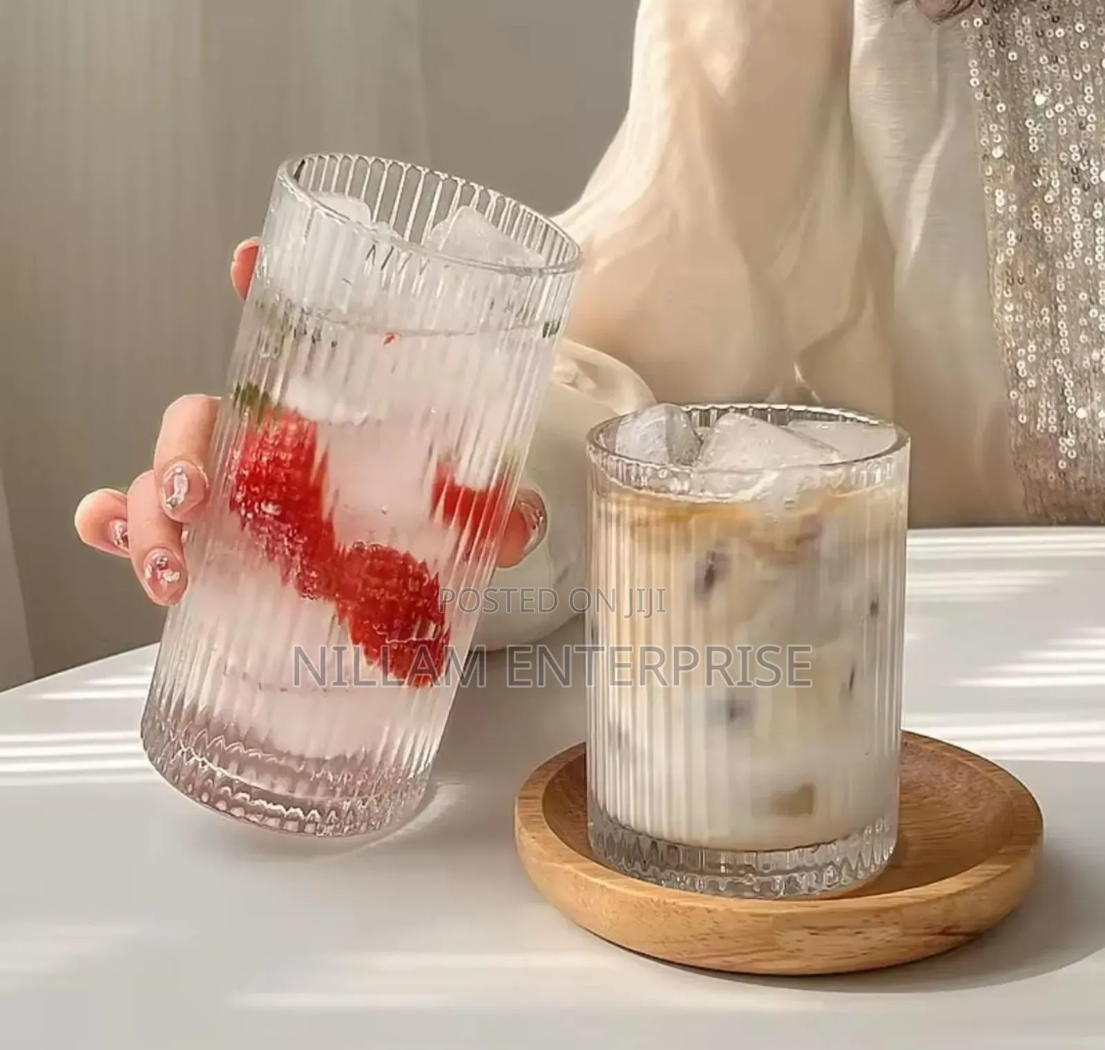 High Borosilicate Ribbed Water/Juice Glasses 450ml