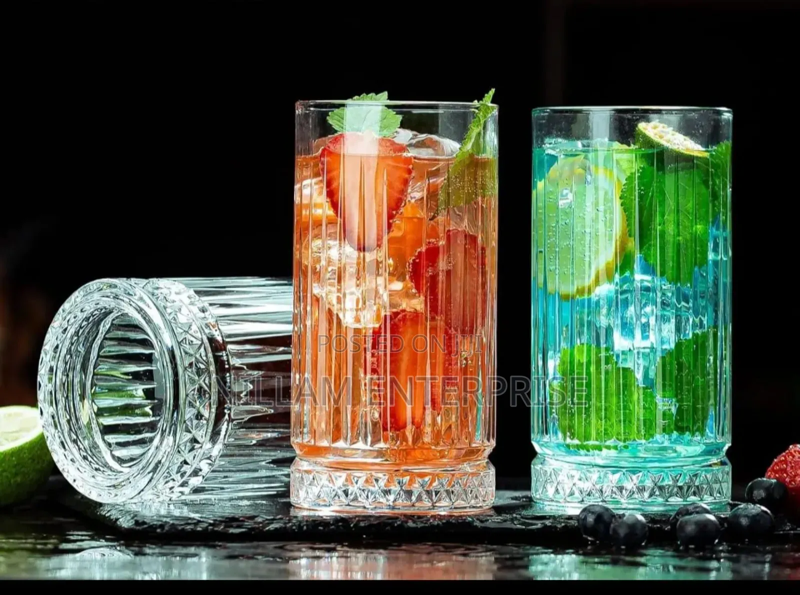 High Borosilicate Ribbed Water/Juice Glasses 450ml