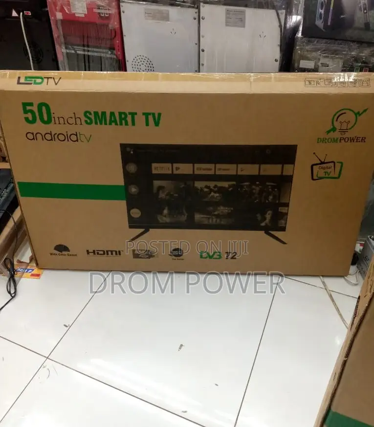 Slim Fit 50" Smart Led Android Drom Tv With Free -Tv Aerial