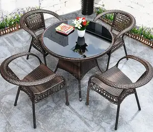 Home Dining; 4-Seater Durable Modern Woven Rattan Dining for Balcony