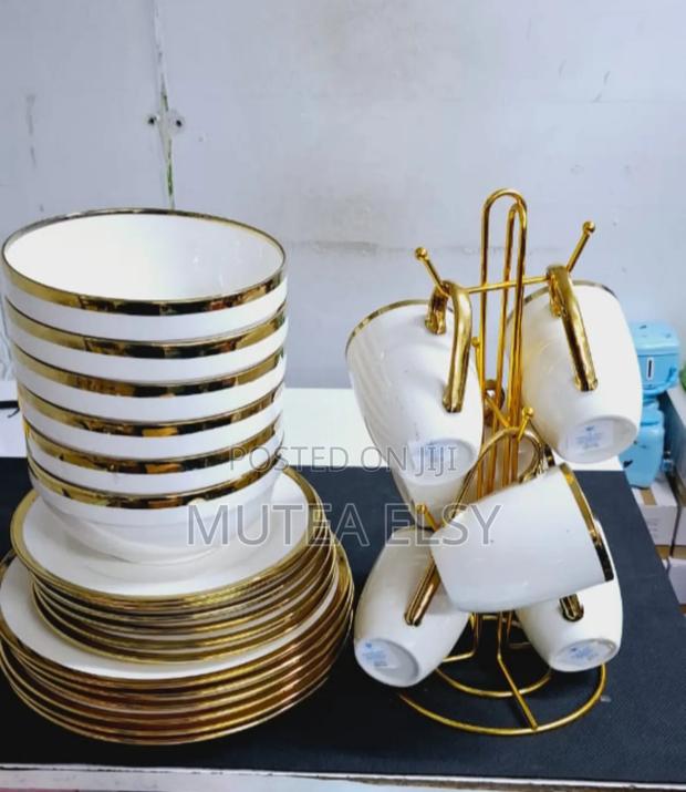Executive White Gold 24pcs Dinner Set - main view