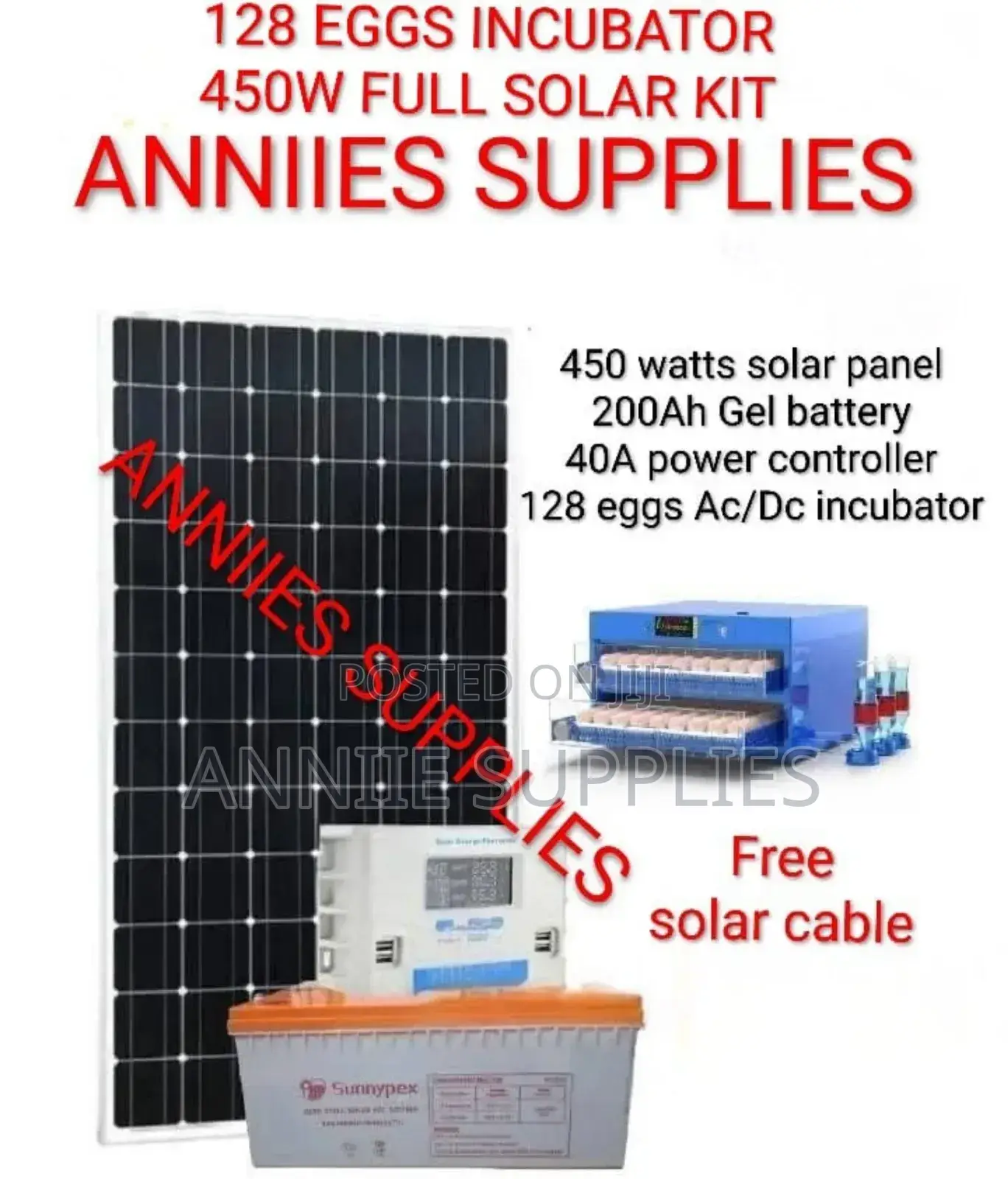 128eggs Incubator Solar 300w Kit