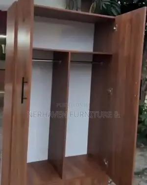 2 Door Wooden Wardrobe With Hanging Shelves