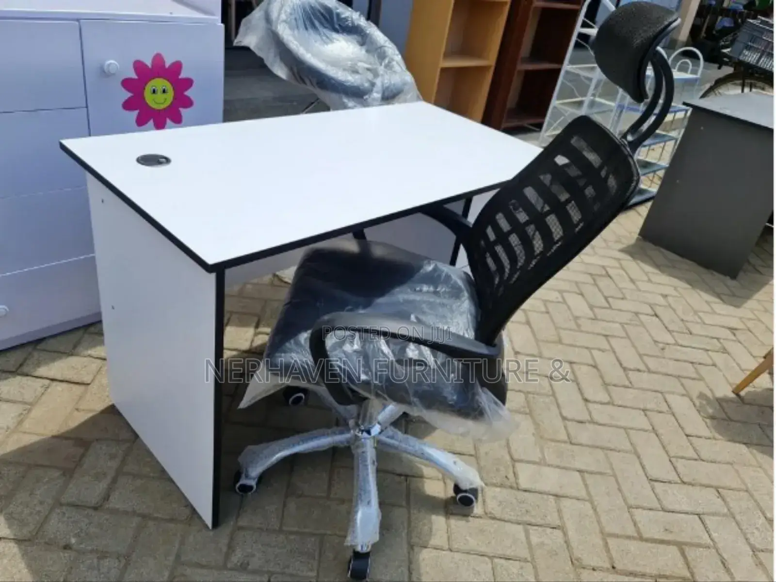 Office Desk With 3 Drawers + Headrest Chair