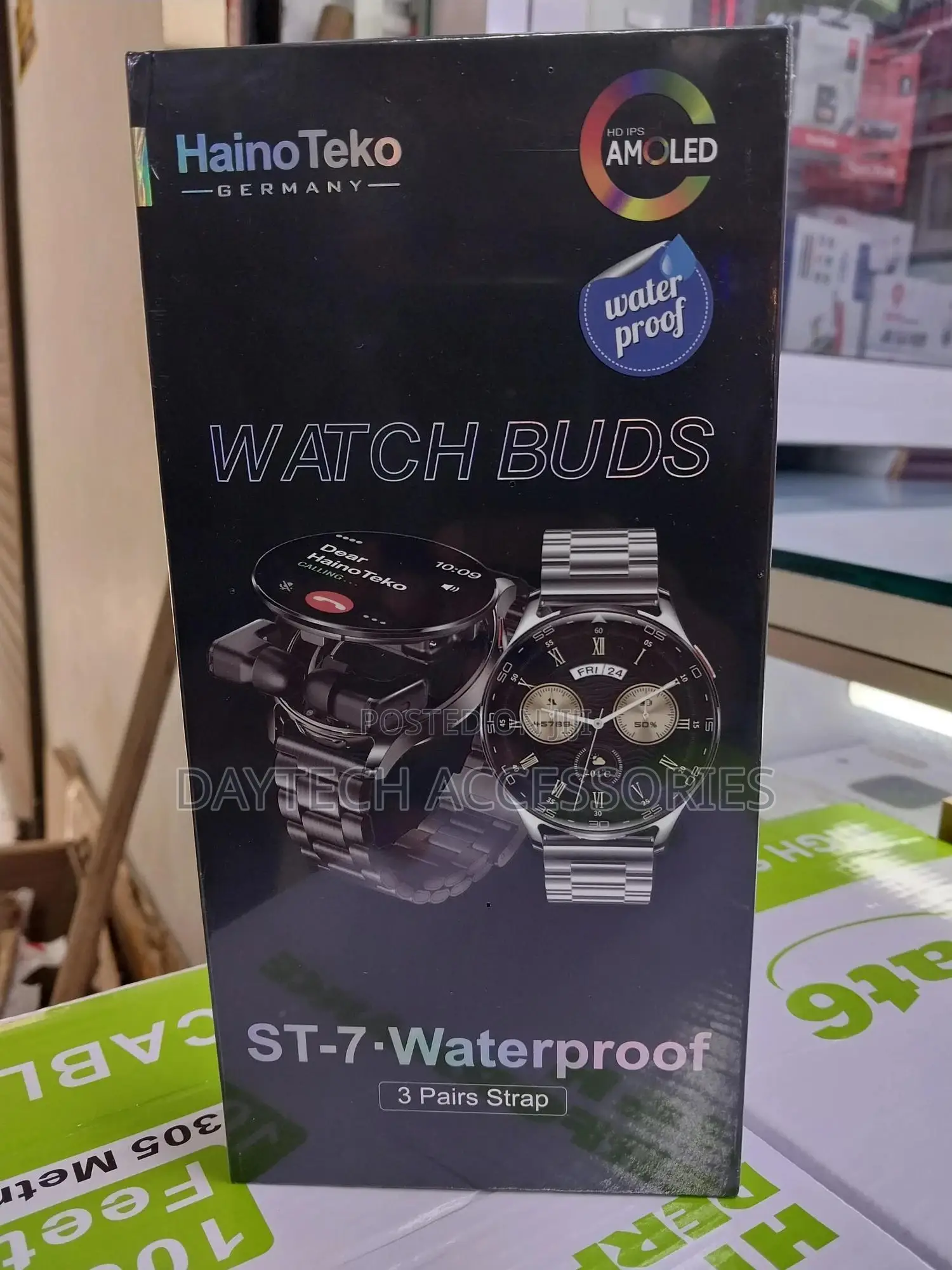 Haino Teko St-7 Waterproof Watch Buds With 3 Pair Straps - Black