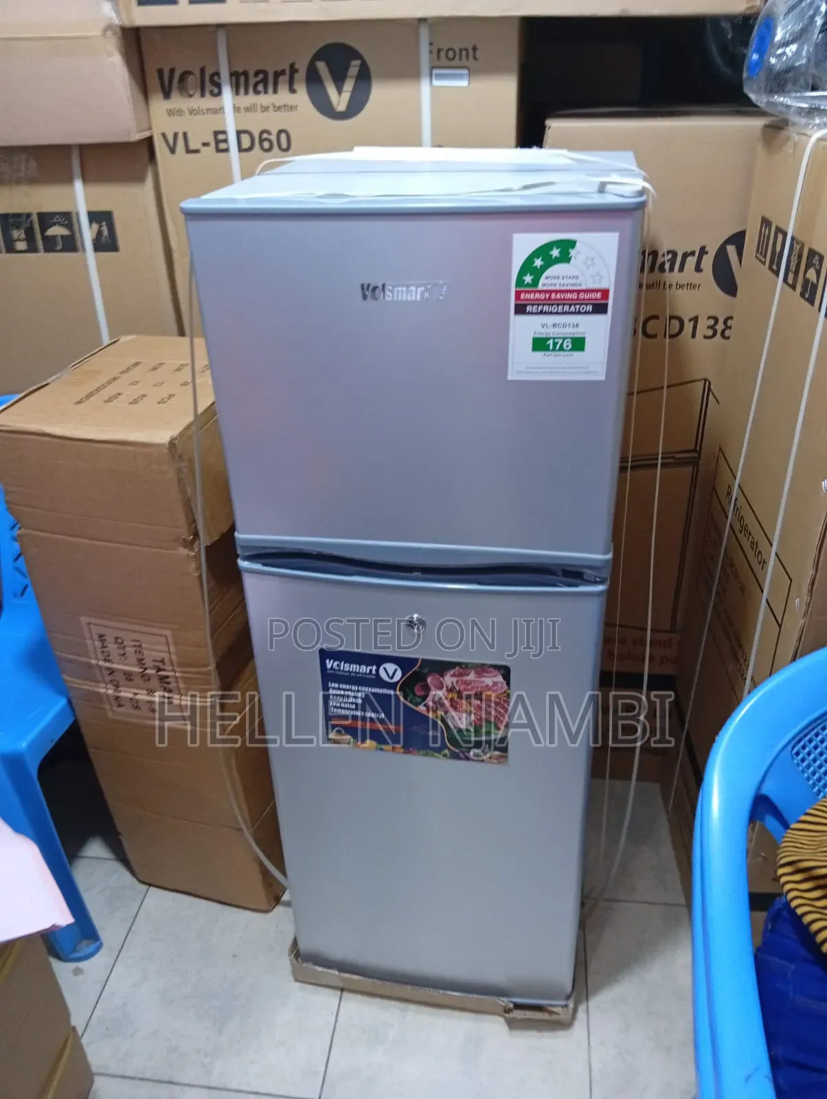 Volsmart 138l Fridge Freezer Double Door Refrigerator Vl-Bcd138