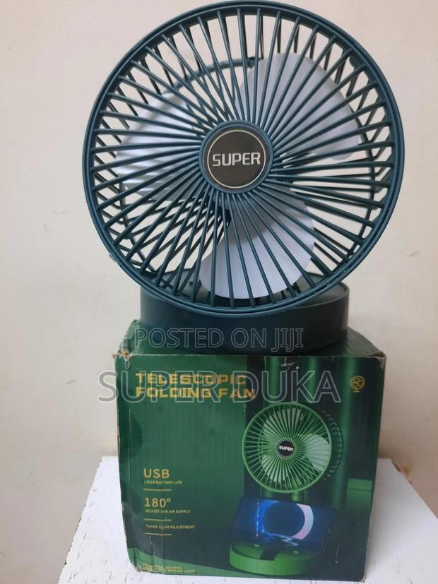 Fan. Rechargeable Adjustable Height Telescopic Folding Standing Fan