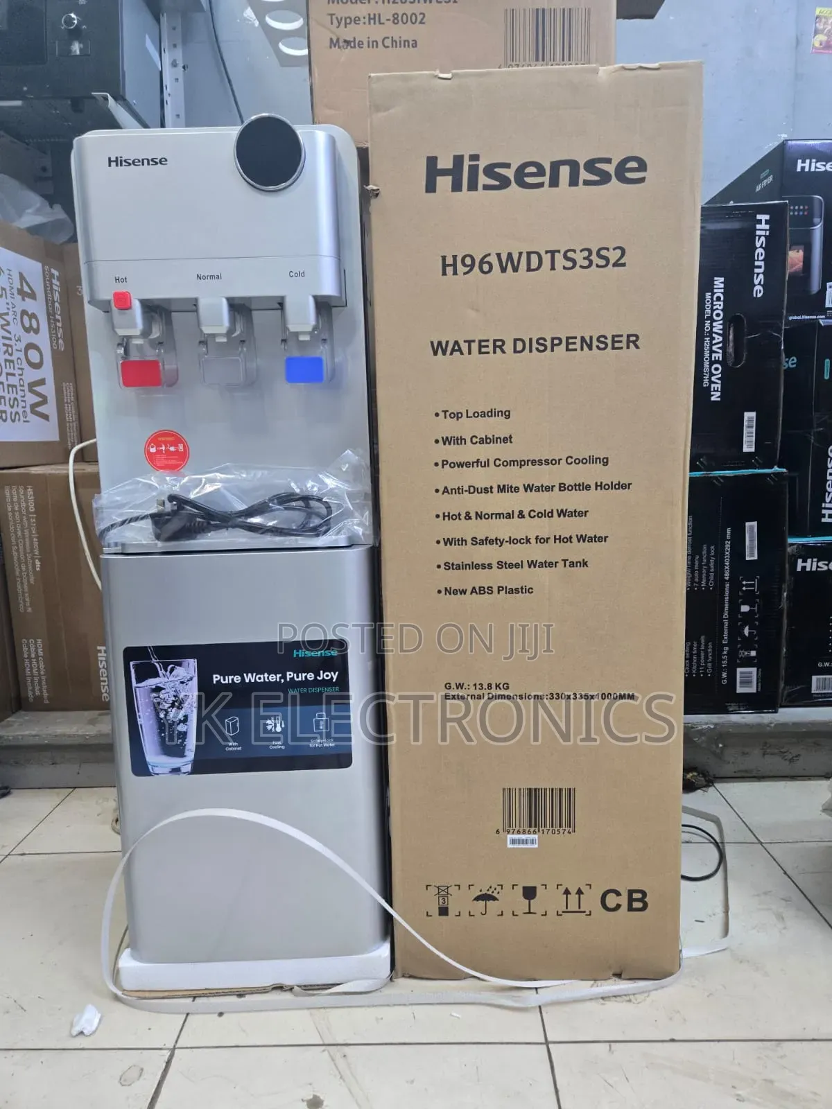 Hisense H96wdts3s2 Water Dispenser Silver Hot, Normal Cold