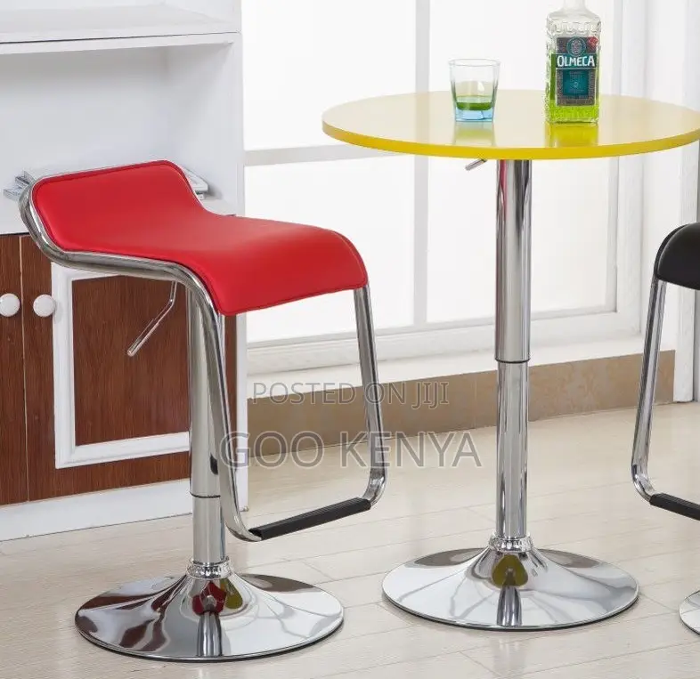 Home Counter Stool; Leather Stool With Adjustable Lift Mechanism