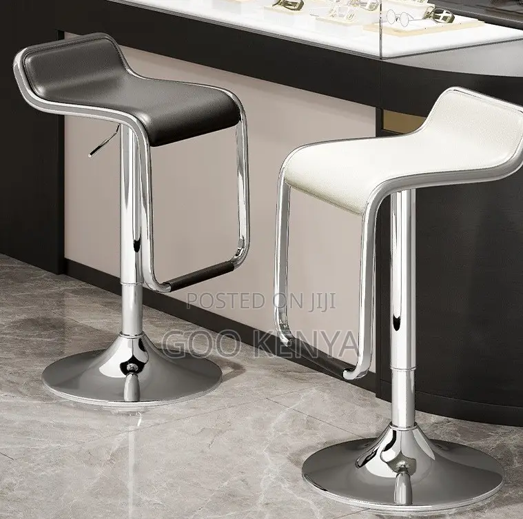 Home Counter Stool; Leather Stool With Adjustable Lift Mechanism