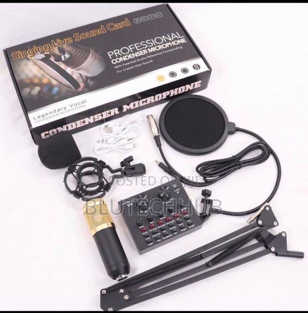 Professional Condenser Microphone Kit With V8 Sound Card