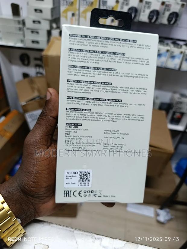 Tecno 20000 Mah 22.5w Fast Charging Powerbank - thumbnail 2