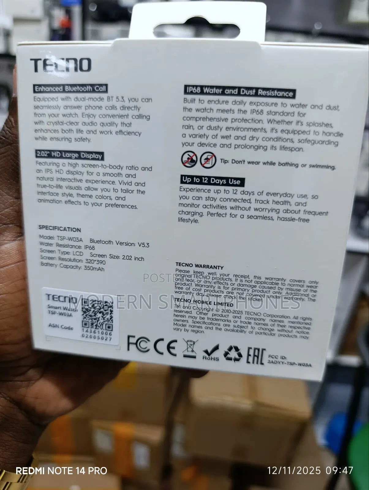 Tecno Watch 3 Active Wireless Call Smart Watch