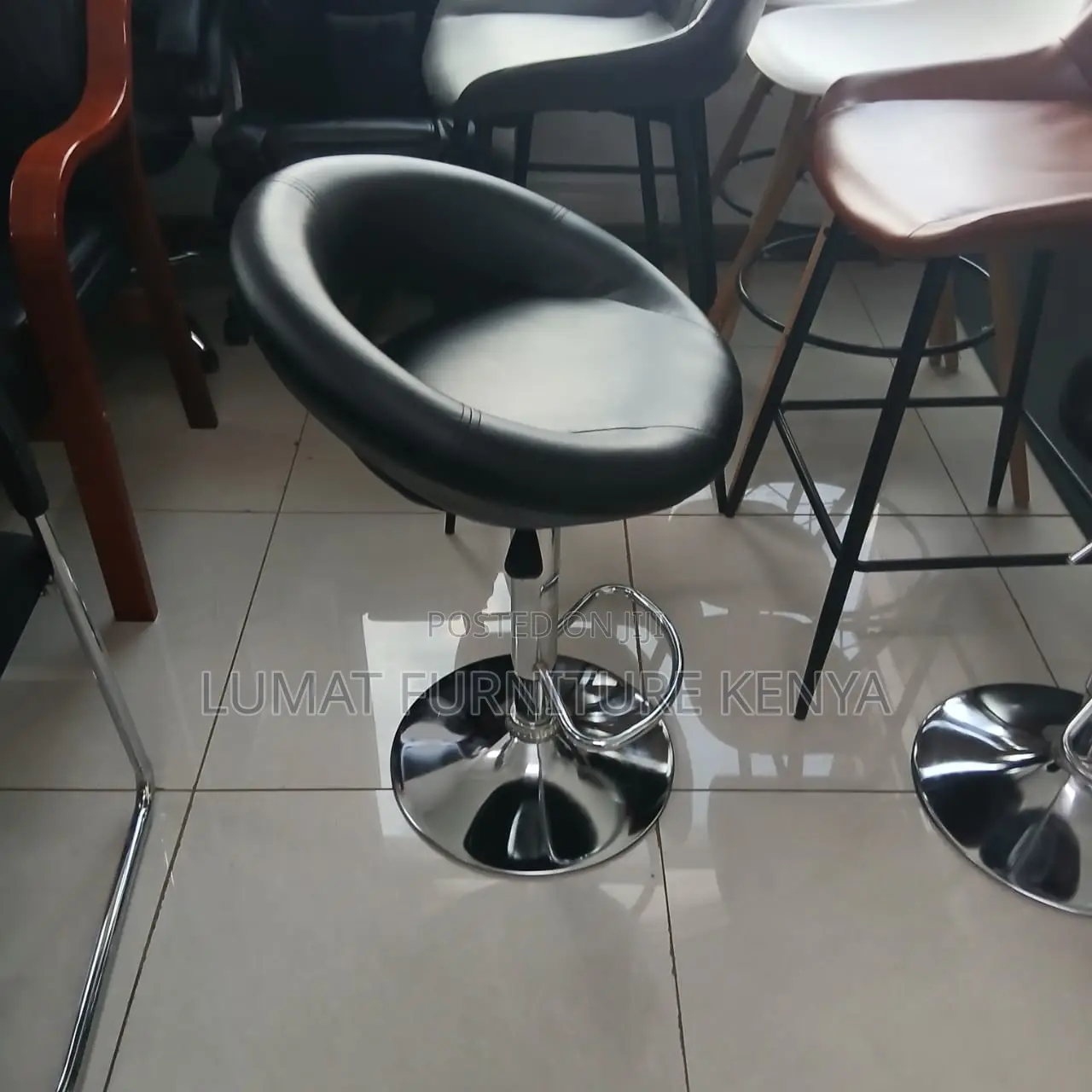 Black Modern Swivel Adjustable Bar Stool