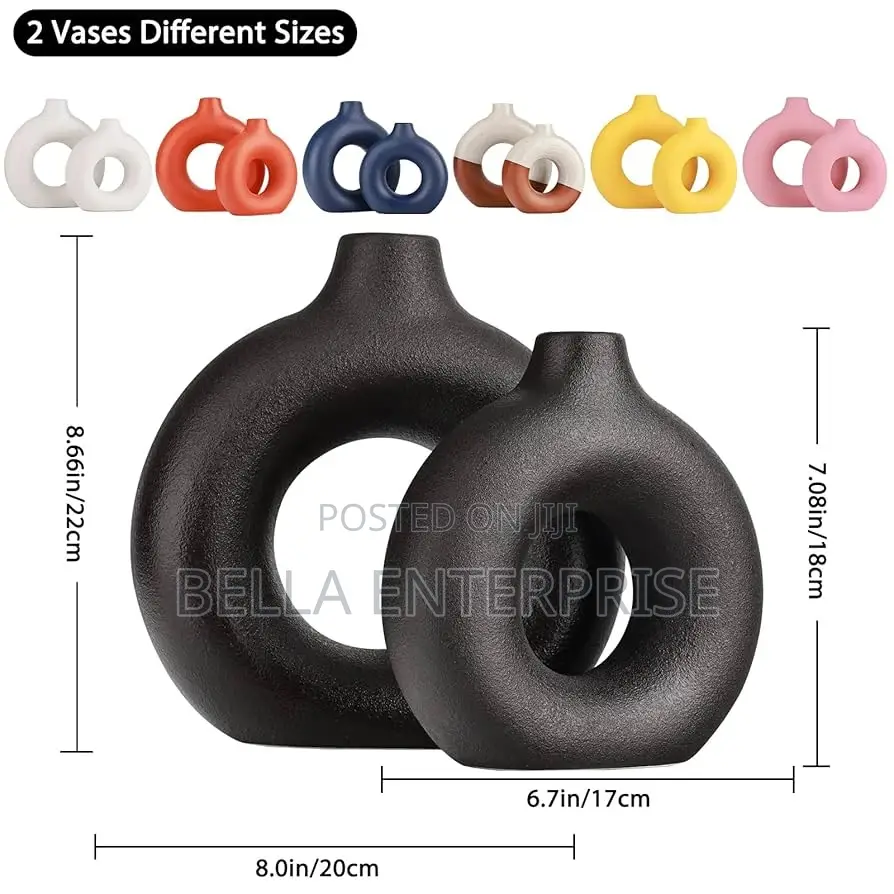 Porcelain Ceramic 2in1 Elegant Decor Donut Flower Vases