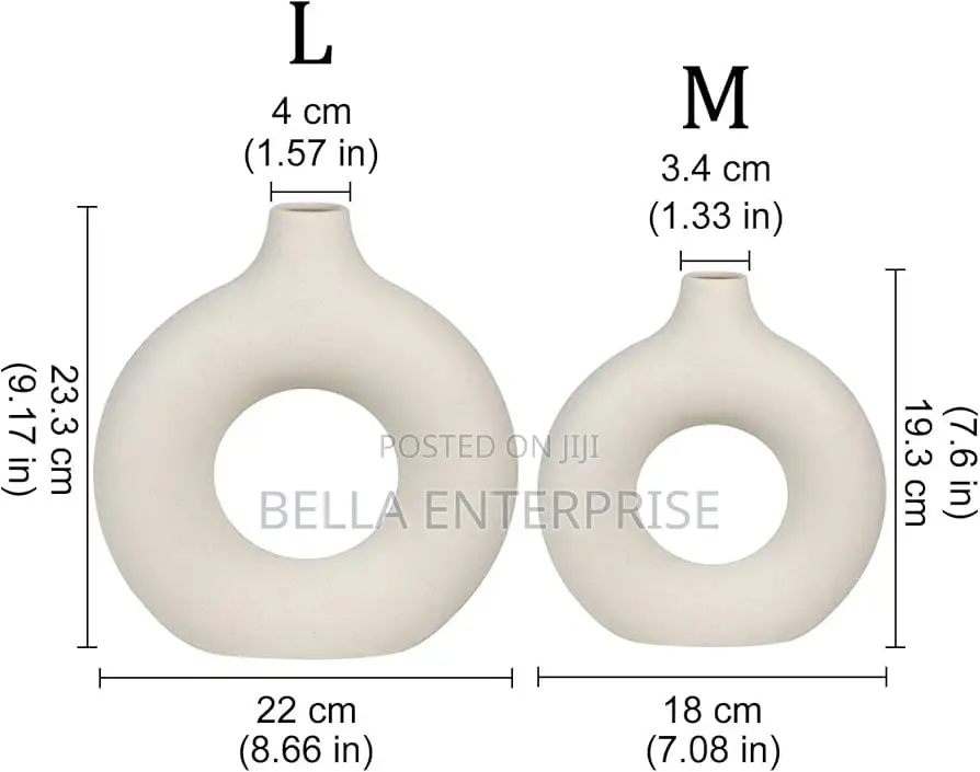 Porcelain Ceramic 2in1 Elegant Decor Donut Flower Vases