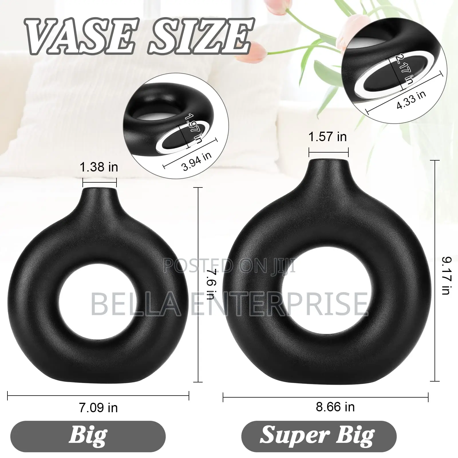 Porcelain Ceramic 2in1 Elegant Decor Donut Flower Vases