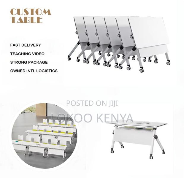 Office Desk; Folding Rectangular Training-Writing Desk-With Wheels - thumbnail 2