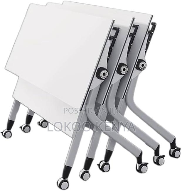 Office Desk; Folding Rectangular Training-Writing Desk-With Wheels - thumbnail 7