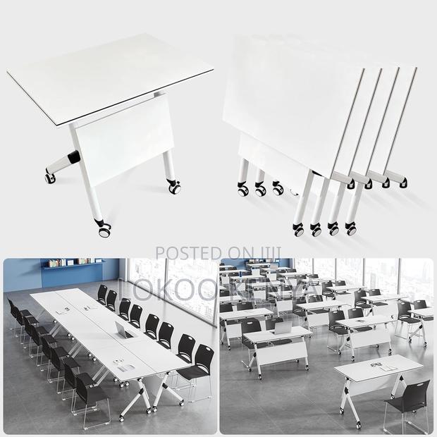 Office Desk; Folding Rectangular Training-Writing Desk-With Wheels - thumbnail 11