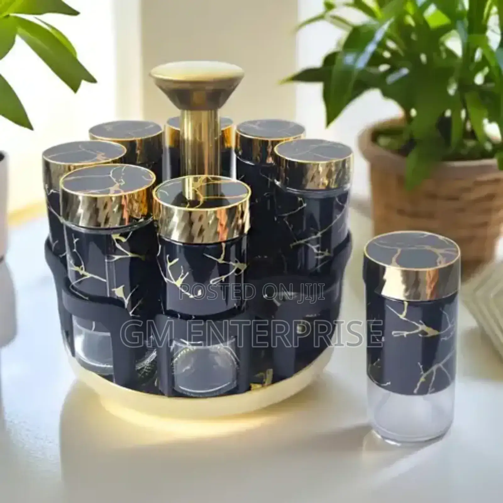 *7pcs Marble Rotating Spice Jars