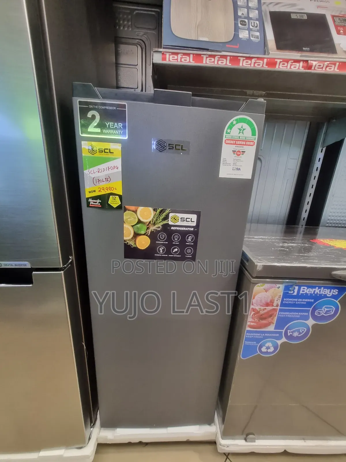 SCL 170ltr Single Door Refrigerator Pebble Grey SCL-Rsd170pg
