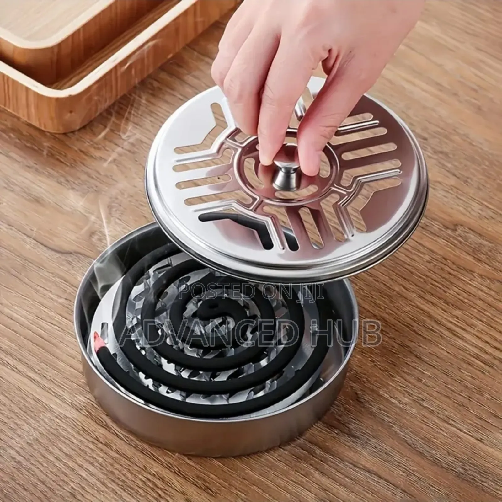 New Stainless Steel Mosquito Coil Holder With Lid and Ashtray