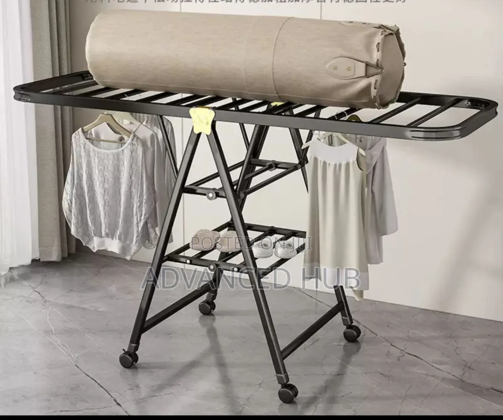 Heavy Duty Folding Movable Clothes Drying Rack