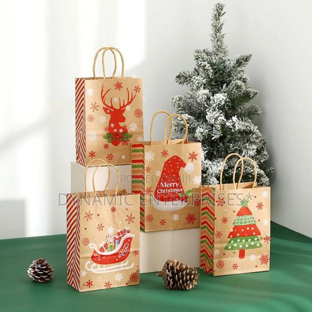 Christmas Kraft Paper Gift Bags Xmas Candy Cookies With Handles.
