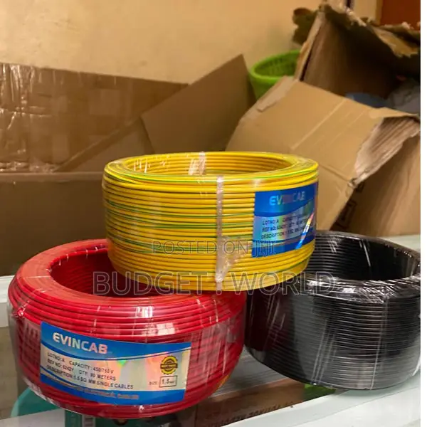 Durable 1.5mm Single Core Wiring Cable-Green/Yellow/Red / Black 90m